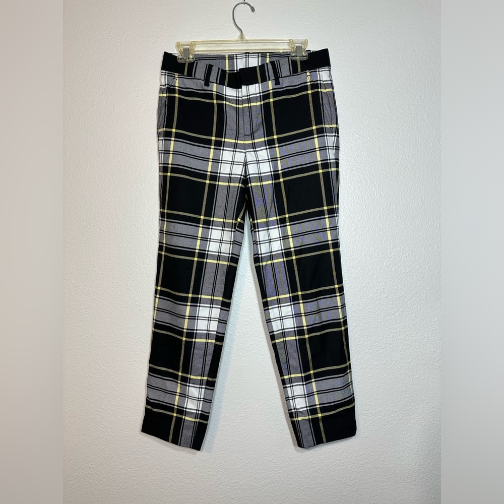 GAP Black Yellow White Plaid Slim Cropped Dress Slack Business Pants Size 2